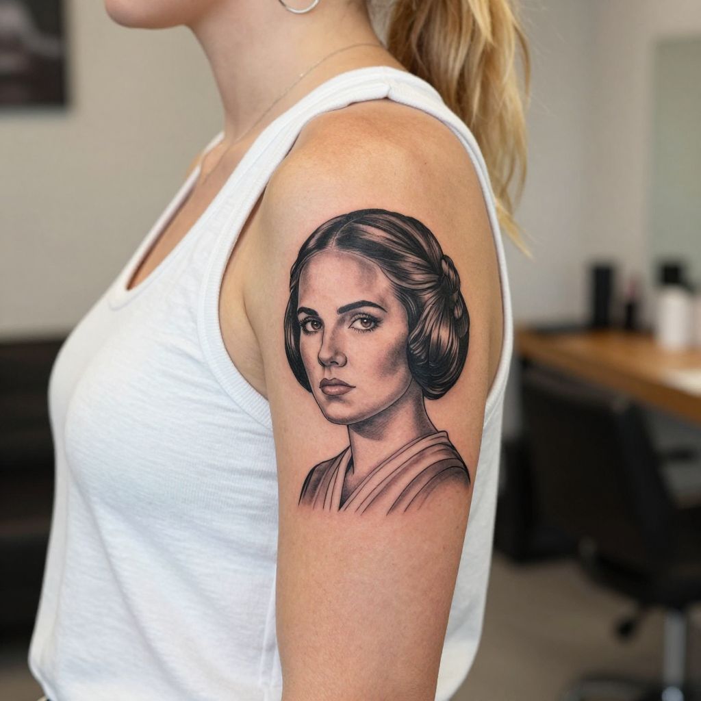 Princess Leia with Iconic Bun Hairstyle