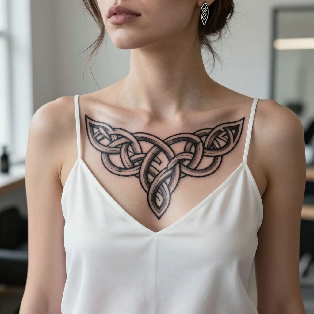 Celtic Knotwork sternum tattoo
