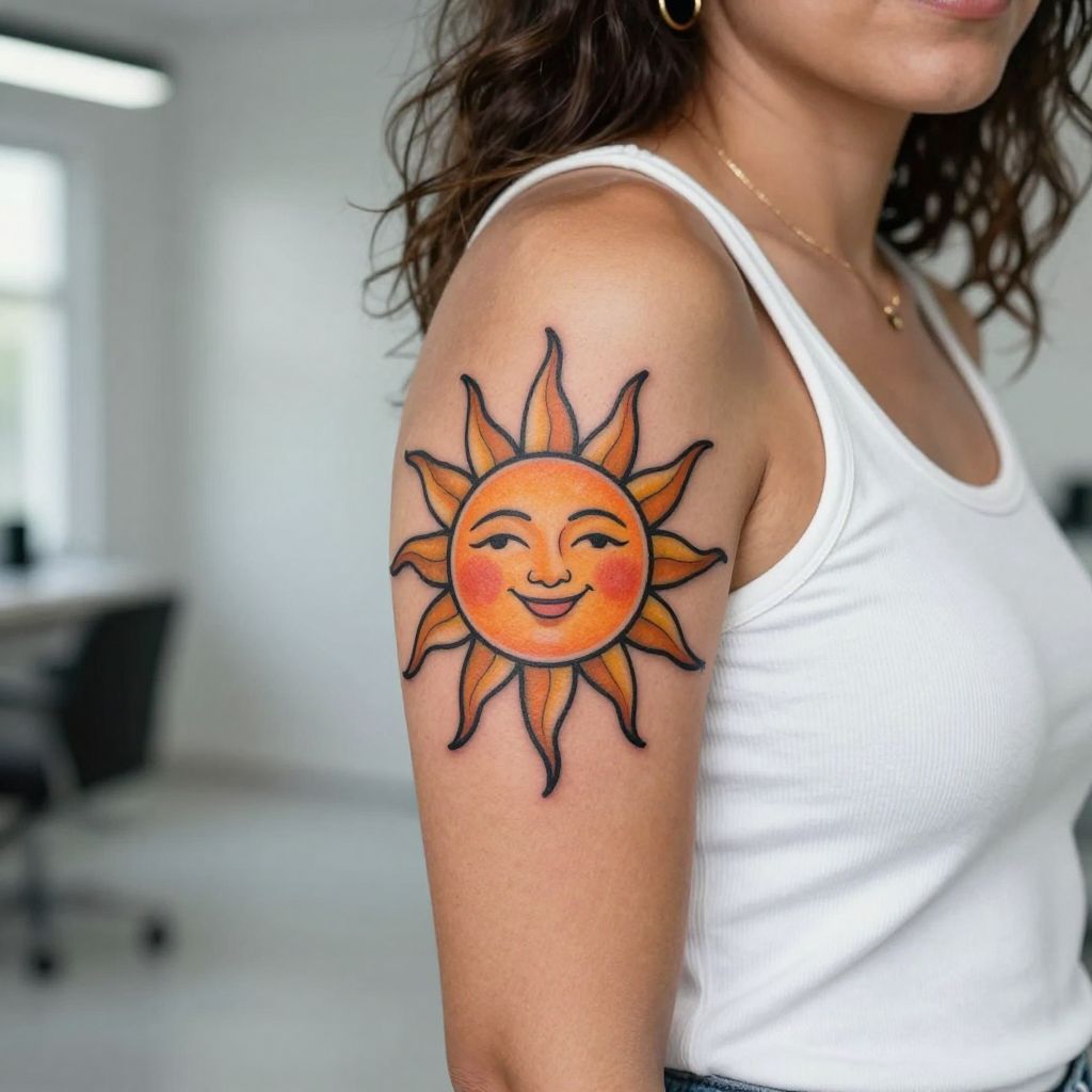 Retro Sun with Face