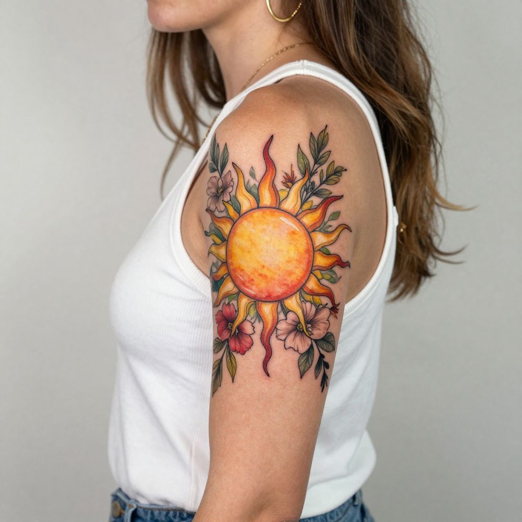 Sun with Floral Accents