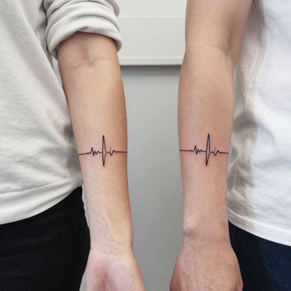 Minimalist Heartbeats tattoo