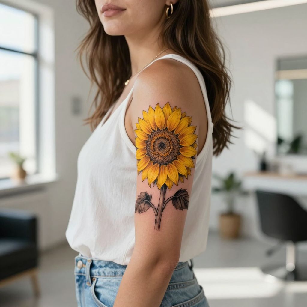 Sunflowers and Bees tattoo