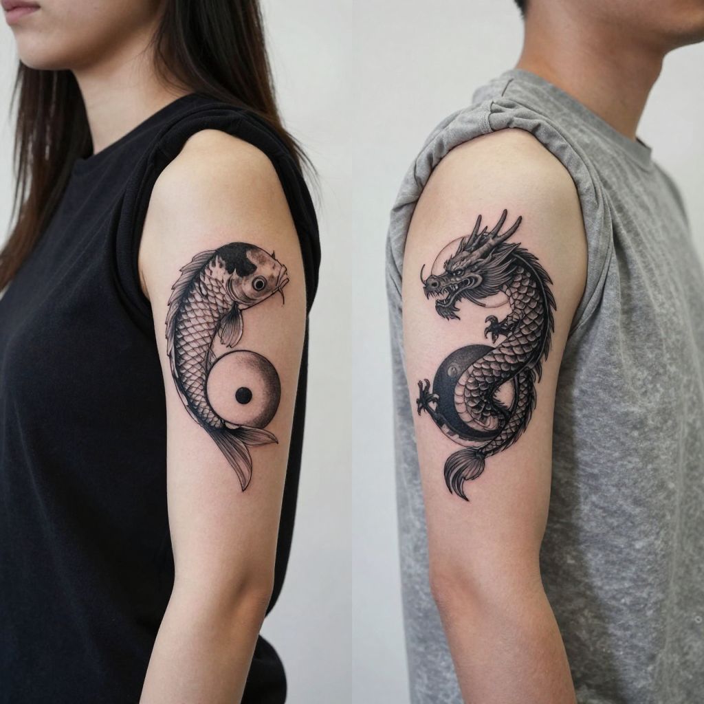 Yin and Yang Animal Companions tattoo