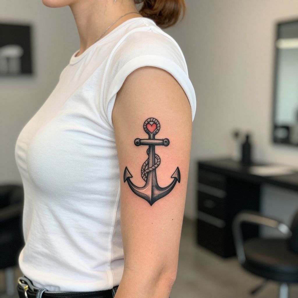 Anchor with Heart Tattoo