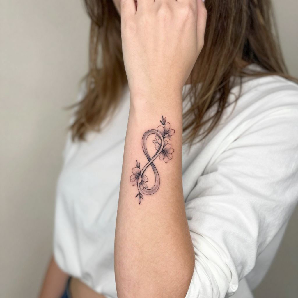 Infinity Symbol with Flowers Tattoo