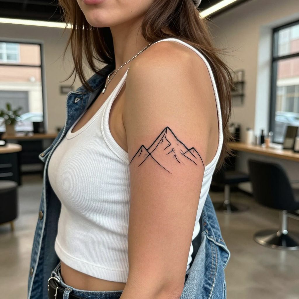 Minimalist Mountain Range Tattoo