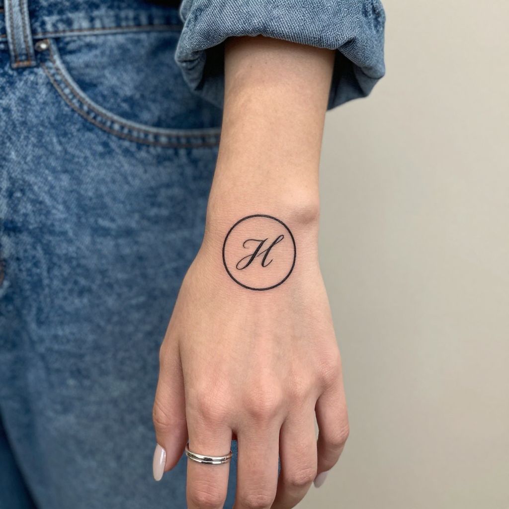 Forever Circle with Initials Tattoo
