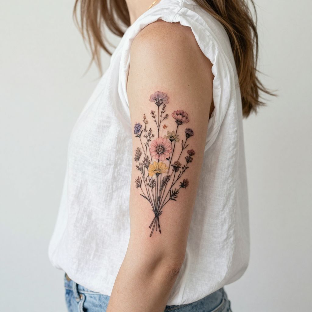 Wildflower Bouquet Tattoo