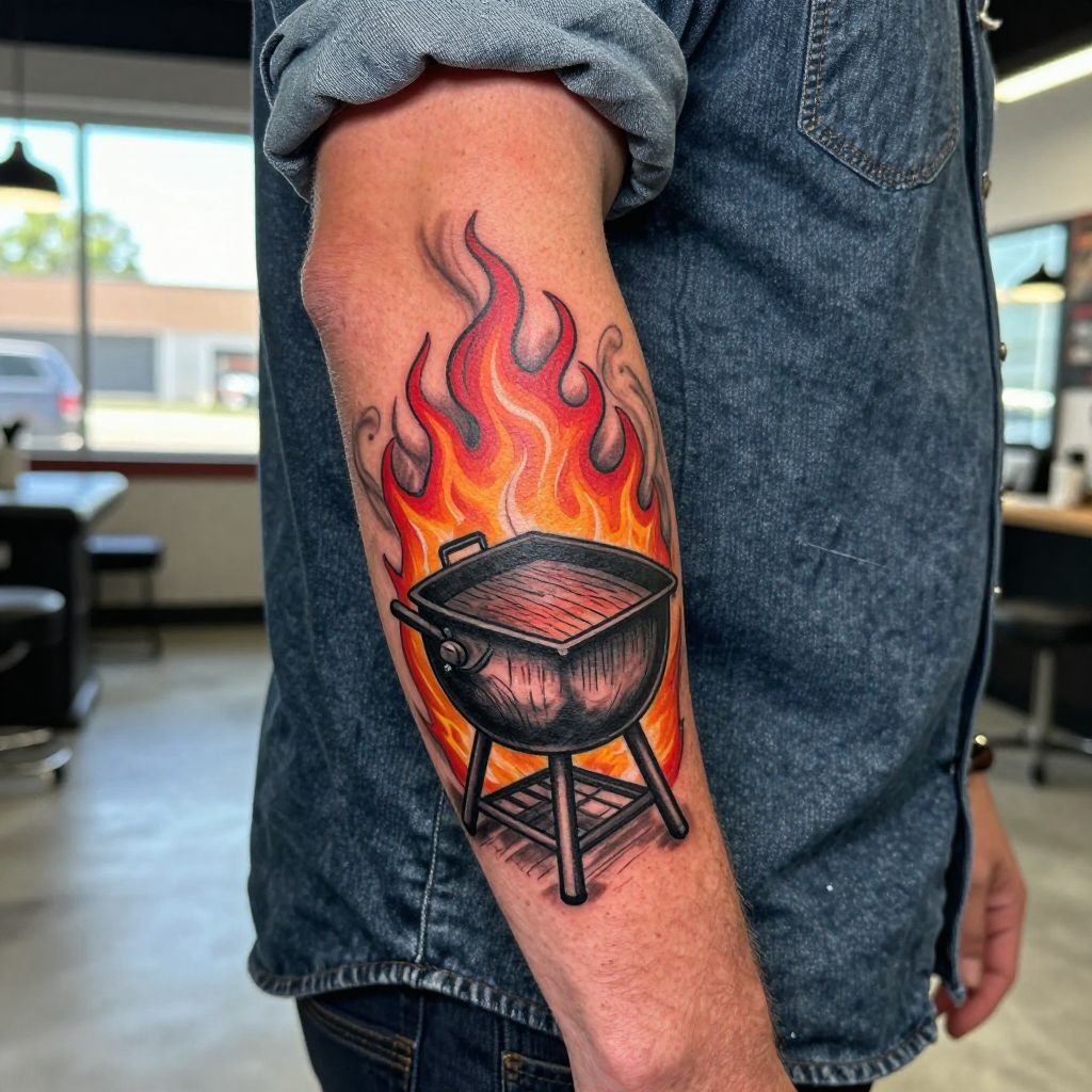 BBQ Pit and Flames