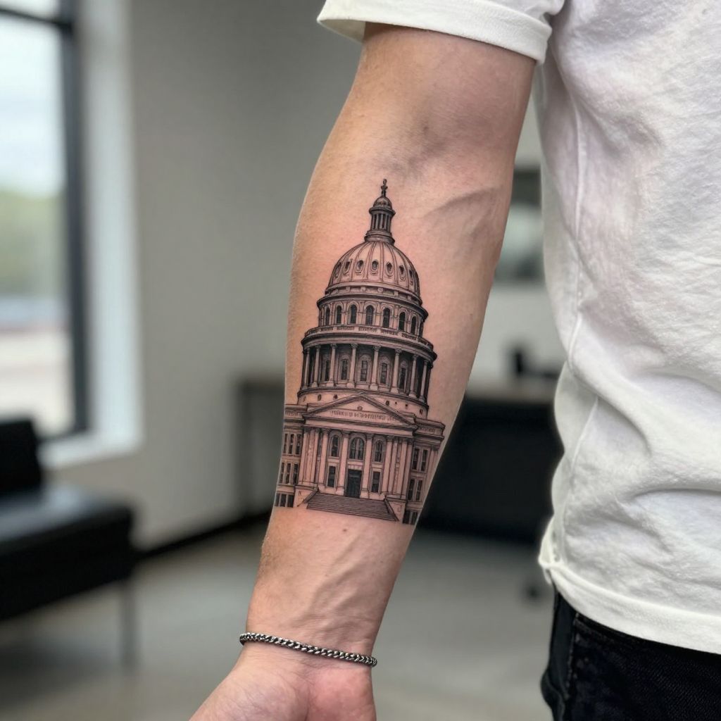 The Texas State Capitol Silhouette