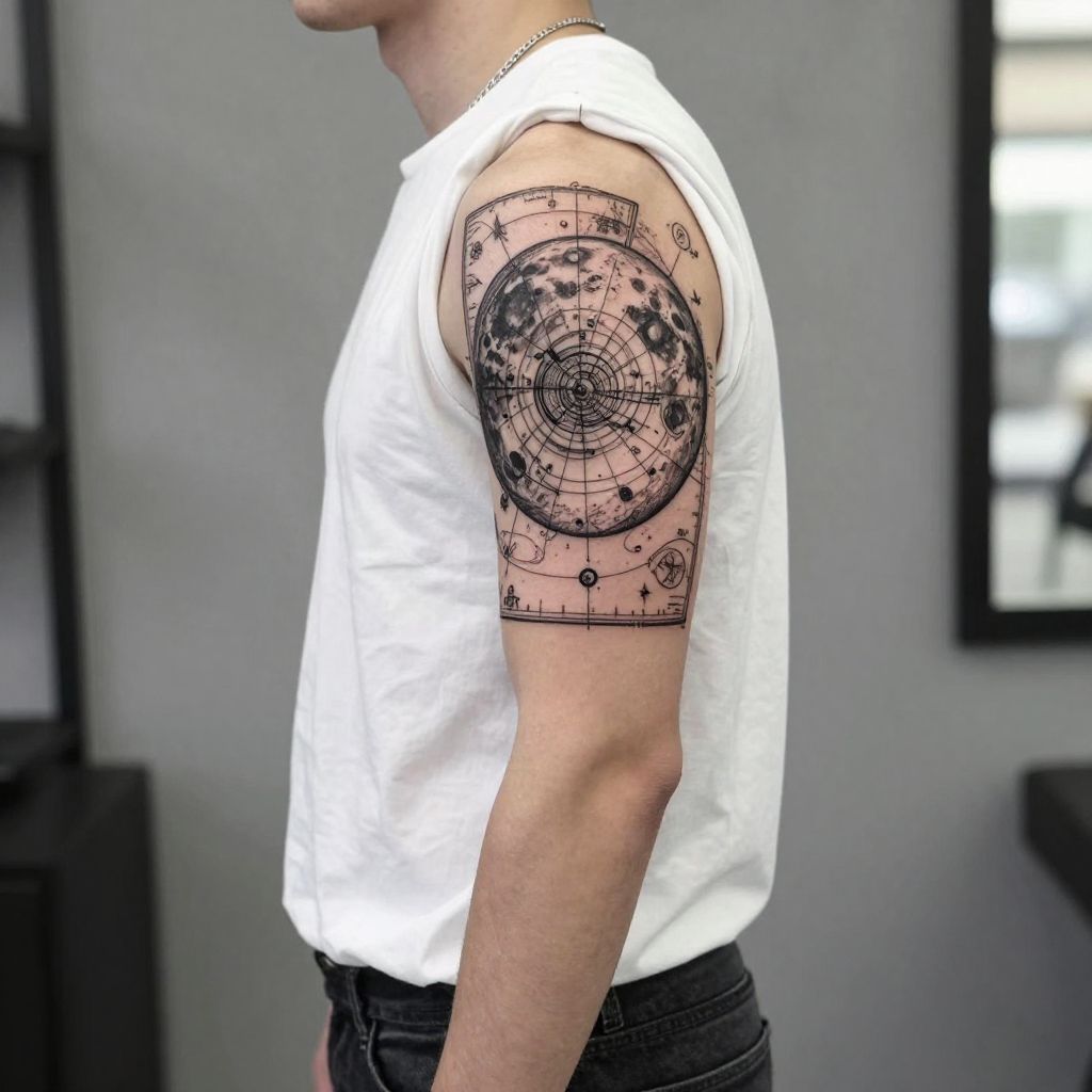 Vintage Astronomical Moon Chart tattoo