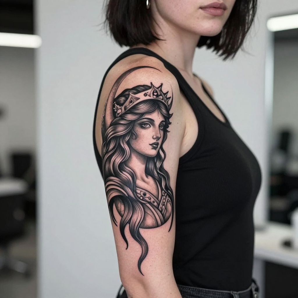 Mythological Moon Goddess tattoo
