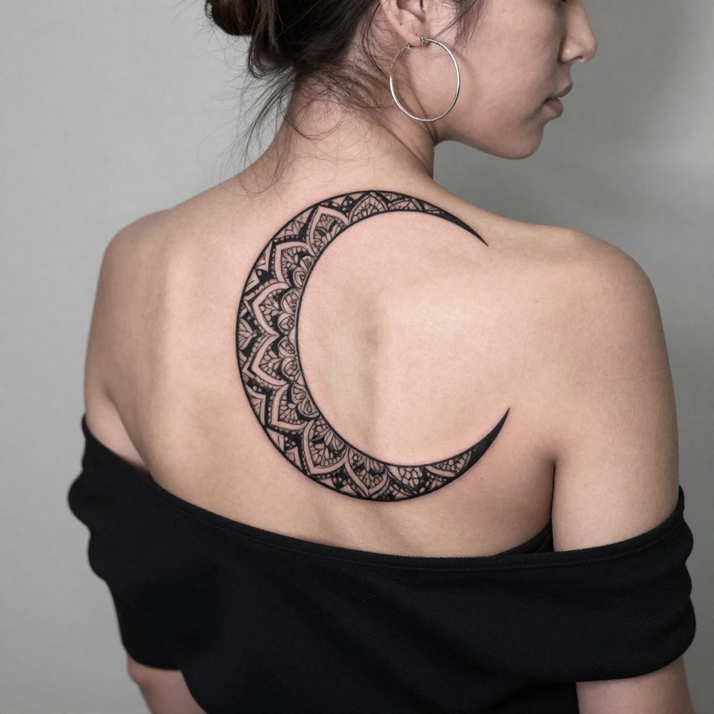Mandala Moon Fusion tattoo